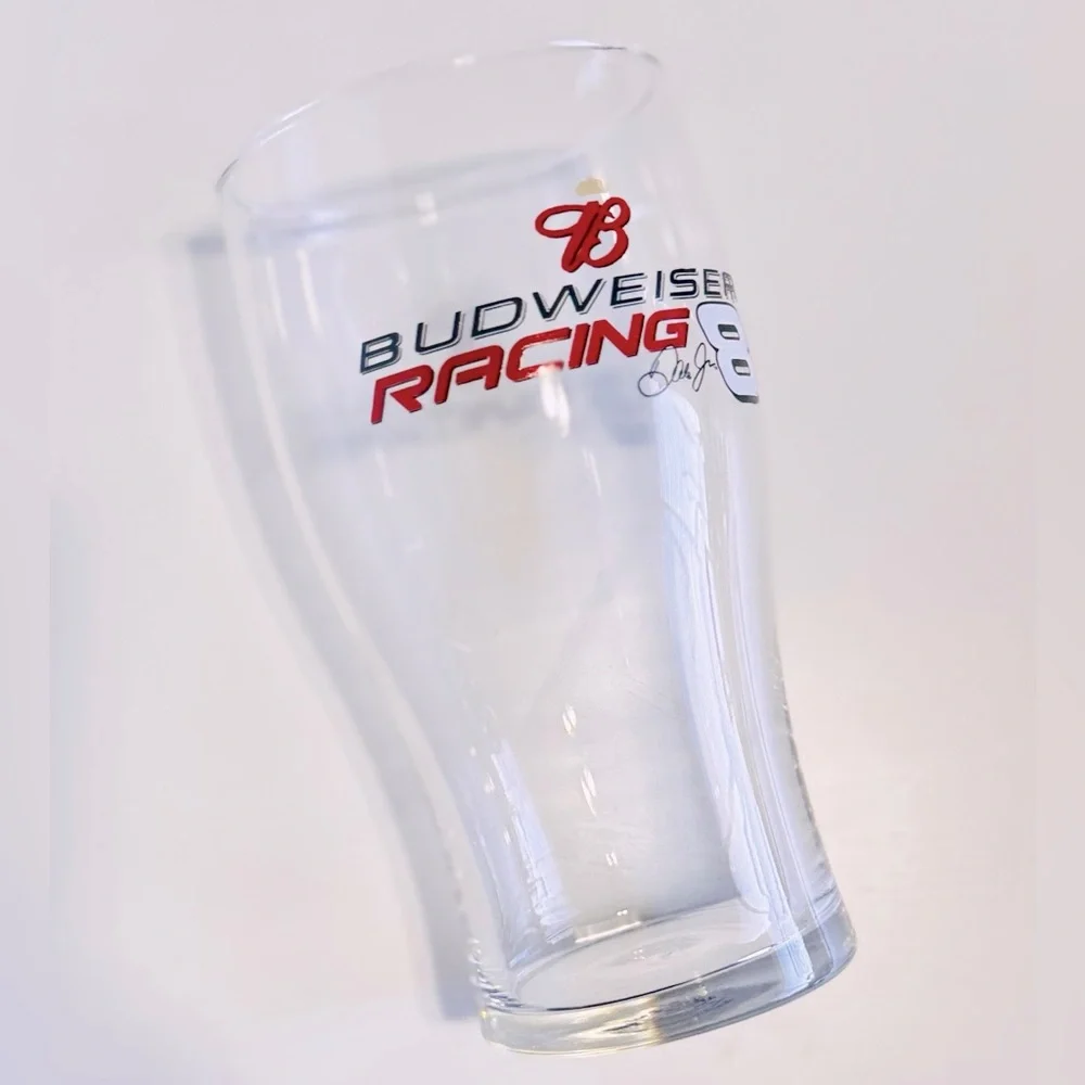BUDWEISER Racing Beer Pint Glass w Dale Earnhardt Jr #8 Red & Black Logo